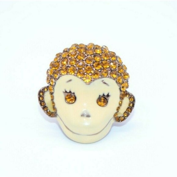 Betsey Johnson Jewelry - Betsey Johnson Topaz Rhinestone Peach Enamel Large